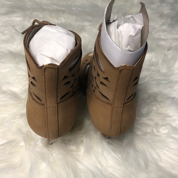 Lace-Up Nude Jupiter Microsuede Open Toe High Heels - Picture 6 of 8